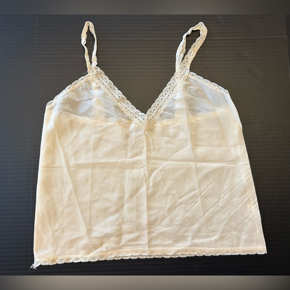 Vintage Alice Maloof Ivory Camisole Lace Trim Women’s Size Medium USA Made